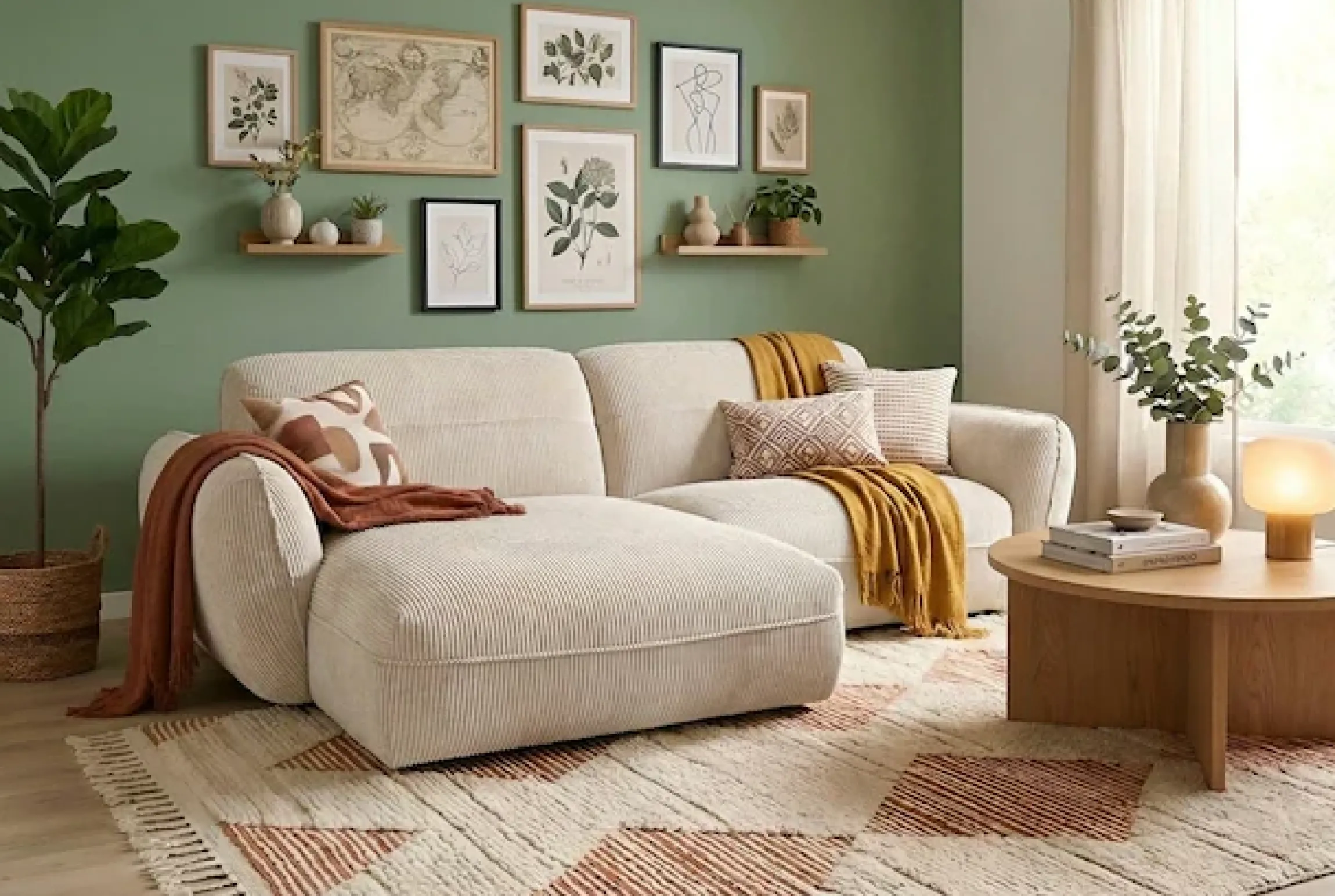 TRENDMANUFAKTUR Ecksofa »Be Chilled, modernes Lounge-Design mit stilvoller Kedernaht« mit softem Sitzkomfort, in hochwertigem Cord mit weicher Haptik