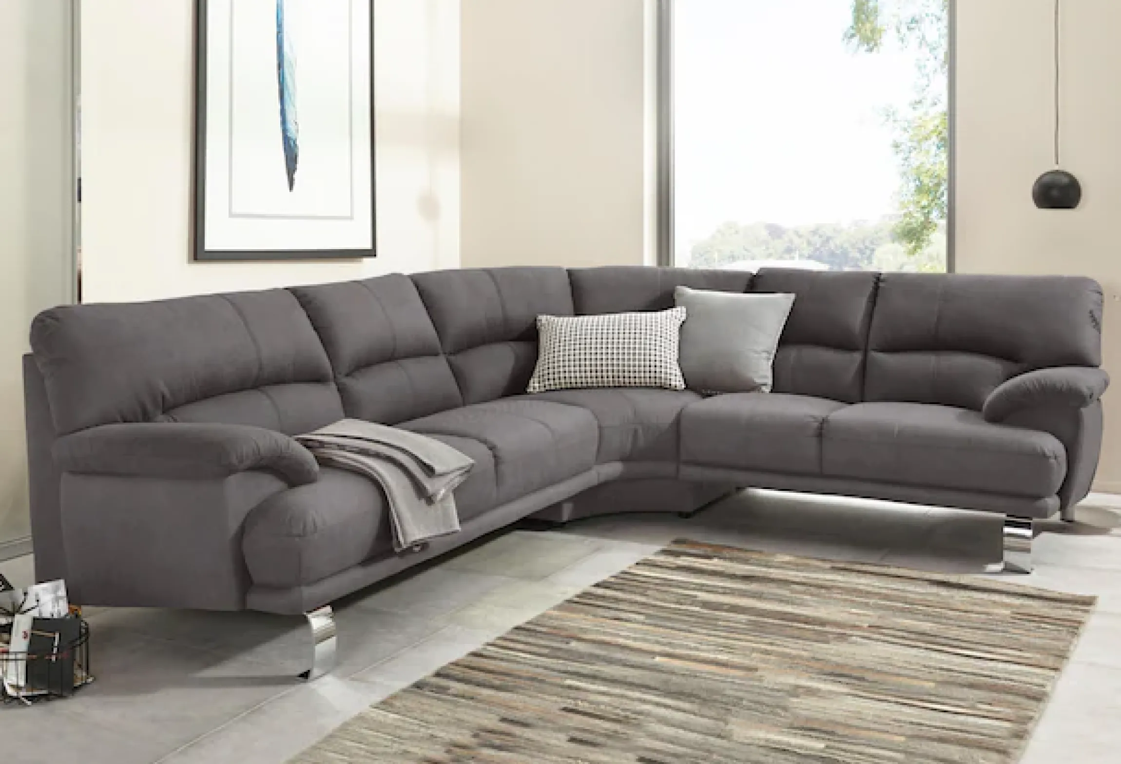 TRENDMANUFAKTUR Ecksofa »Cecilia II, in italienischen Design, bequem, hoher Sitzkomfort, L-Form« extrabreite Armlehnen für noch mehr Sitzkomfort