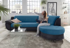 TRENDMANUFAKTUR Ecksofa »Rondo 3, zeitlos & bequem, Materialmix, L-Form, Breite 265cm« wahlweise mit Federkern für mehr Komfort, wahlweise mit Bettfunktion
