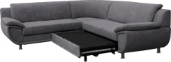 TRENDMANUFAKTUR Ecksofa »Rondo wahlweise mit Schlaffunktion, 267x247 cm (BxT), breite Armlehnen« L-Form, wahlweise mit Federkern bestellbar, Füße schwarz