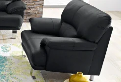 TRENDMANUFAKTUR Sessel »Cecilia, Loungesessel im italienischen Design, hoher Sitzkomfort« bequeme Armlehnen und Rückenverarbeitung, attraktiver Metallfuß