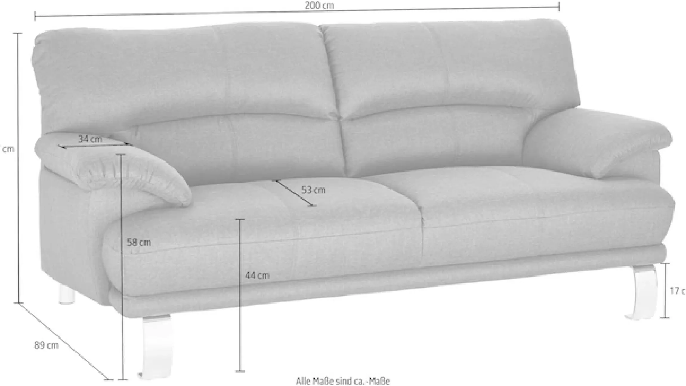 TRENDMANUFAKTUR 3-Sitzer »Cecilia II, mit italienischem Design, tollen Details« mit tollem Sitzkomfort und Designfuß