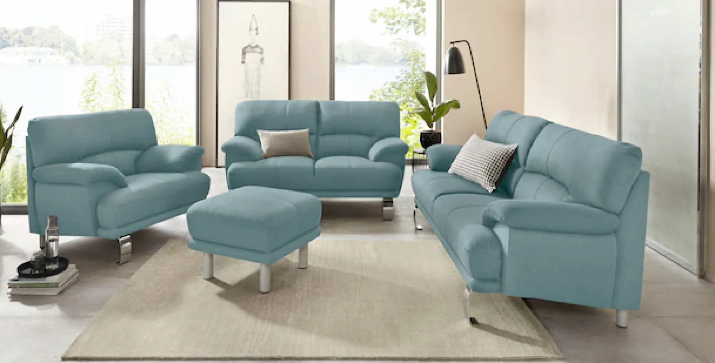 TRENDMANUFAKTUR 3-Sitzer »Cecilia II, mit italienischem Design, tollen Details« mit tollem Sitzkomfort und Designfuß