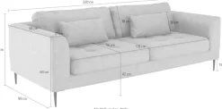 TRENDMANUFAKTUR 3-Sitzer »Luzi, gemütlich elegant, tolle Detailverarbeitung, Steppung im Sitz« wahlweise mit Schlaffunktion und Bettkasten, inklusive Nierenkissen