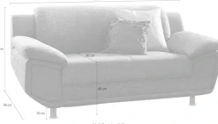 TRENDMANUFAKTUR 2-Sitzer »Rondo, Breite 178 cm, breite Armlehnen, Füße schwarz« Couch wahlweise mit Federkern und in verschiedenen Bezügen bestellbar
