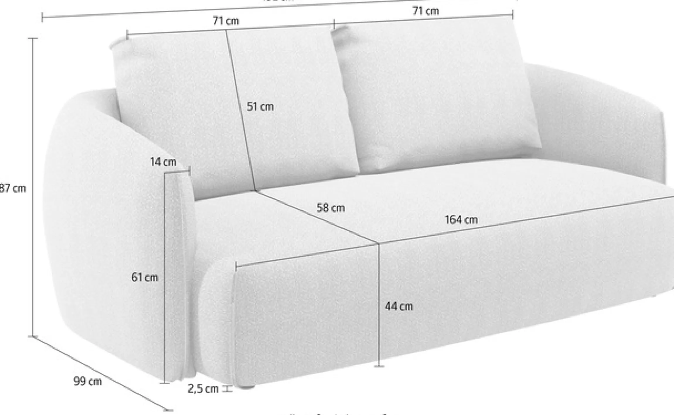 TRENDMANUFAKTUR 3-Sitzer »Shawn Designsofa, elegant geschwungen Armlehnen, bequem« organischer Form, mit hochwertigem Bezug