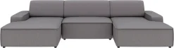 TRENDMANUFAKTUR Wohnlandschaft »Graz, wahlweise mit Sitzvorschub und Bettkasten, U-Form, Breite 329 cm« in Cord-, haustierfreundlichem LEO Struktur- oder LUMOS-3D-Bezug
