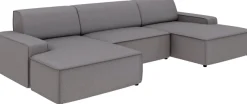 TRENDMANUFAKTUR Wohnlandschaft »Graz, wahlweise mit Sitzvorschub und Bettkasten, U-Form, Breite 329 cm« in Cord-, haustierfreundlichem LEO Struktur- oder LUMOS-3D-Bezug