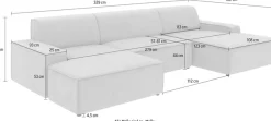 TRENDMANUFAKTUR Wohnlandschaft »Graz, wahlweise mit Sitzvorschub und Bettkasten, U-Form, Breite 329 cm« in Cord-, haustierfreundlichem LEO Struktur- oder LUMOS-3D-Bezug