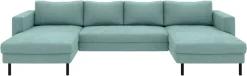 TRENDMANUFAKTUR Wohnlandschaft »Amazing II, wahlw. mit Schlaffunktion & Bettkasten, Fuß schwarz« Sofa in U-Form, in Cord, Struktur LEO o. Struktur LINO, Breite 305 cm