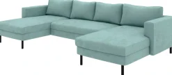TRENDMANUFAKTUR Wohnlandschaft »Amazing II, wahlw. mit Schlaffunktion & Bettkasten, Fuß schwarz« Sofa in U-Form, in Cord, Struktur LEO o. Struktur LINO, Breite 305 cm