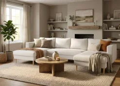 TRENDMANUFAKTUR Wohnlandschaft »Amazing, wahlw. mit Schlaffunktion & Bettkasten, Fuß Buche lackiert« Sofa in U-Form, in Cord oder Struktur, Breite 305 cm