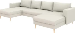 TRENDMANUFAKTUR Wohnlandschaft »Amazing, wahlw. mit Schlaffunktion & Bettkasten, Fuß Buche lackiert« Sofa in U-Form, in Cord oder Struktur, Breite 305 cm