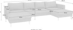TRENDMANUFAKTUR Wohnlandschaft »Amazing, wahlw. mit Schlaffunktion & Bettkasten, Fuß Buche lackiert« Sofa in U-Form, in Cord oder Struktur, Breite 305 cm