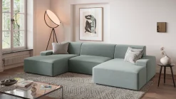 TRENDMANUFAKTUR Wohnlandschaft »Wien, wahlweise mit Sitzvorschub und Bettkasten, Breite 329 cm« U-Form, in trendigem Cordstoff