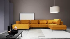 TRENDMANUFAKTUR Wohnlandschaft »Luzi, gemütliches Sofa, extra viel Platz, viele Kissen« Designsofa mit tollem Sitzkomfort, Metallfüße schwarz, Breite 361 cm