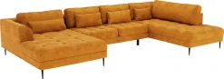 TRENDMANUFAKTUR Wohnlandschaft »Luzi, gemütliches Sofa, extra viel Platz, viele Kissen« Designsofa mit tollem Sitzkomfort, Metallfüße schwarz, Breite 361 cm