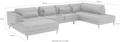 TRENDMANUFAKTUR Wohnlandschaft »Luzi, gemütliches Sofa, extra viel Platz, viele Kissen« Designsofa mit tollem Sitzkomfort, Metallfüße schwarz, Breite 361 cm