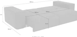 Trends by HG Big-Sofa »Conor XL, B: 268cm, Liegefläche: 138 x 194 cm, in Cord und Velours« mit Schlaffunktion und Bettkasten