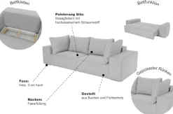 Trends by HG Big-Sofa »Conor XL, B: 268cm, Liegefläche: 138 x 194 cm, in Cord und Velours« mit Schlaffunktion und Bettkasten