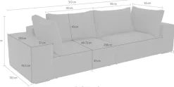 Trends by HG Big-Sofa »Conor XXL, B: 312cm, Liegefläche: 138x 238cm, in Cord und Velours« mit Schlaffunktion und Bettkasten