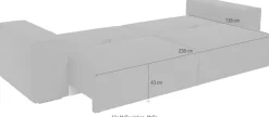 Trends by HG Big-Sofa »Conor XXL, B: 312cm, Liegefläche: 138x 238cm, in Cord und Velours« mit Schlaffunktion und Bettkasten