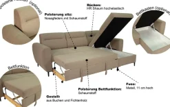 Trends by HG Ecksofa »Bella L-Form, B: 248 cm« mit Schlaffunktion & Bettkasten