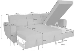 Trends by HG Ecksofa »Bella L-Form, B: 248 cm« mit Schlaffunktion & Bettkasten