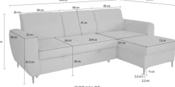 Trends by HG Ecksofa »Bella L-Form, B: 248 cm« mit Schlaffunktion & Bettkasten