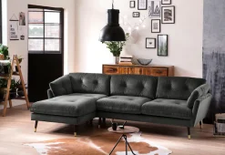 Trends by HG Ecksofa »Japan L-Form« mit Fuß in Holz-Metallkombination, Recamiere rechts oder links