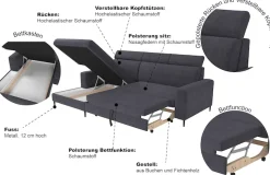 Trends by HG Ecksofa »Nizza, L-Form, B: 250cm« mit Schlaffunktion und Bettkasten