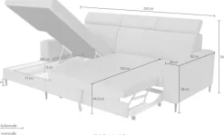 Trends by HG Ecksofa »Nizza, L-Form, B: 250cm« mit Schlaffunktion und Bettkasten