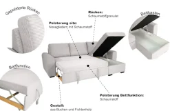 Trends by HG Ecksofa »Poll L-Form, B: 245 cm« mit Schlaffunktion & Bettkasten