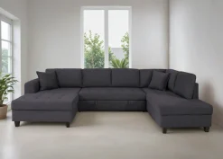 Trends by HG Wohnlandschaft »Moritz U-Form, B: 324 cm« mit Schlaffunktion, Bettkasten & Zierkissen