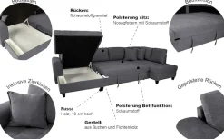 Trends by HG Wohnlandschaft »Moritz U-Form, B: 324 cm« mit Schlaffunktion, Bettkasten & Zierkissen