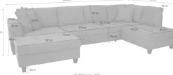 Trends by HG Wohnlandschaft »Moritz U-Form, B: 324 cm« mit Schlaffunktion, Bettkasten & Zierkissen