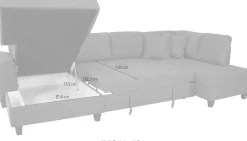 Trends by HG Wohnlandschaft »Moritz U-Form, B: 324 cm« mit Schlaffunktion, Bettkasten & Zierkissen