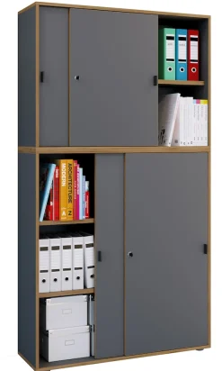 VCM Aktenschrank »Büroschrank Aktenschrank Schiebetüren Salia 5fach« 1 Stk. tlg.