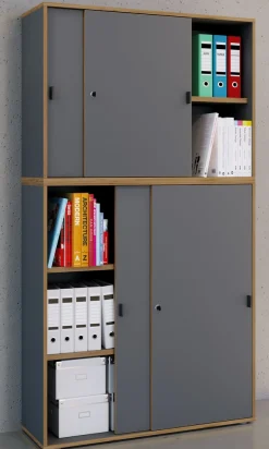 VCM Aktenschrank »Büroschrank Aktenschrank Schiebetüren Salia 5fach« 1 Stk. tlg.