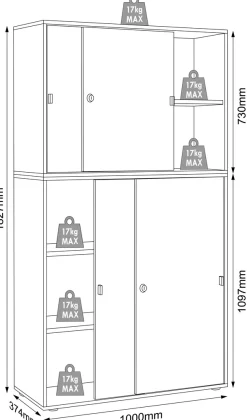 VCM Aktenschrank »Büroschrank Aktenschrank Schiebetüren Salia 5fach« 1 Stk. tlg.