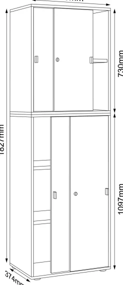VCM Aktenschrank »Büroschrank Aktenschrank Schiebetüren Salia 5fach« 1 Stk. tlg.