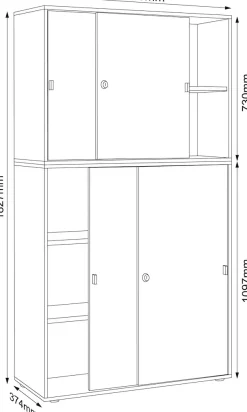 VCM Aktenschrank »Büroschrank Aktenschrank Schiebetüren Salia 5fach« 1 Stk. tlg.