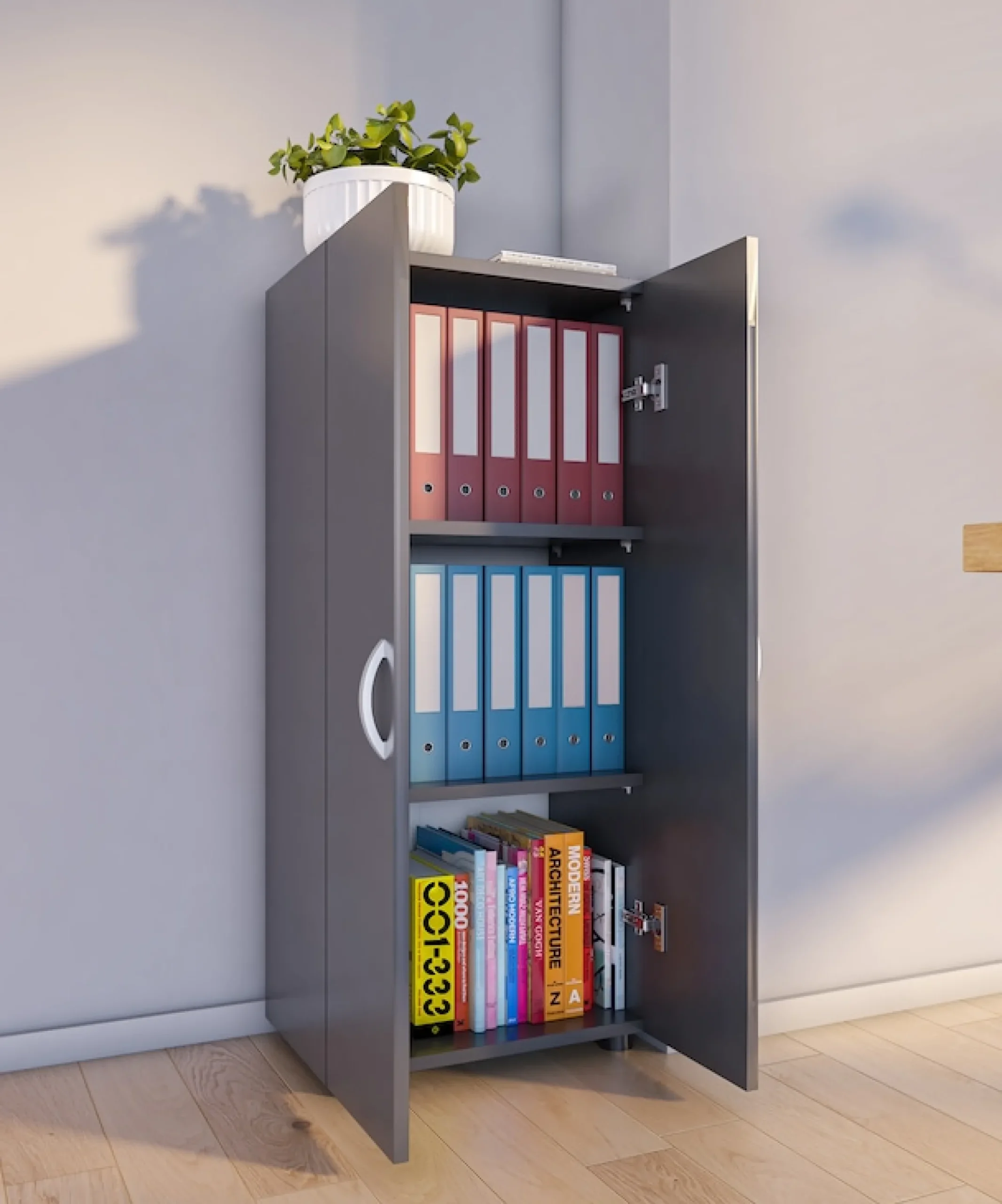 VCM Aktenschrank »Büroschrank Bücher Ordner Aktenschrank Ulas 3fach« 1 Stk. tlg.