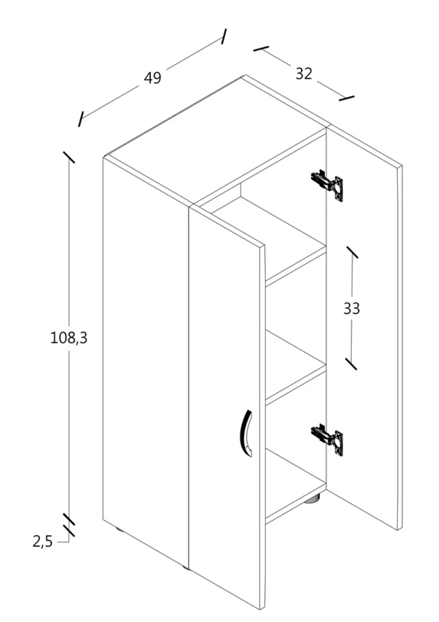 VCM Aktenschrank »Büroschrank Bücher Ordner Aktenschrank Ulas 3fach« 1 Stk. tlg.
