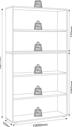 VCM Bücherregal »Holz Büro Regal Bücher Ordner Salia 5fach B. 100cm« 1 Stk. tlg.