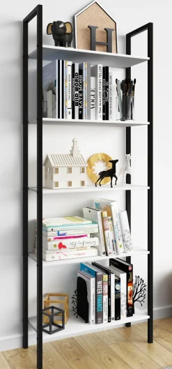 VCM Bücherregal »Holz Metall Stand Regal Büro Bücher Flakos 5fach« 1 Stk. tlg.