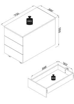 VCM Container »Rollcontainer Beistellcontainer Dalosa 70 cm« 1 Stk. tlg.