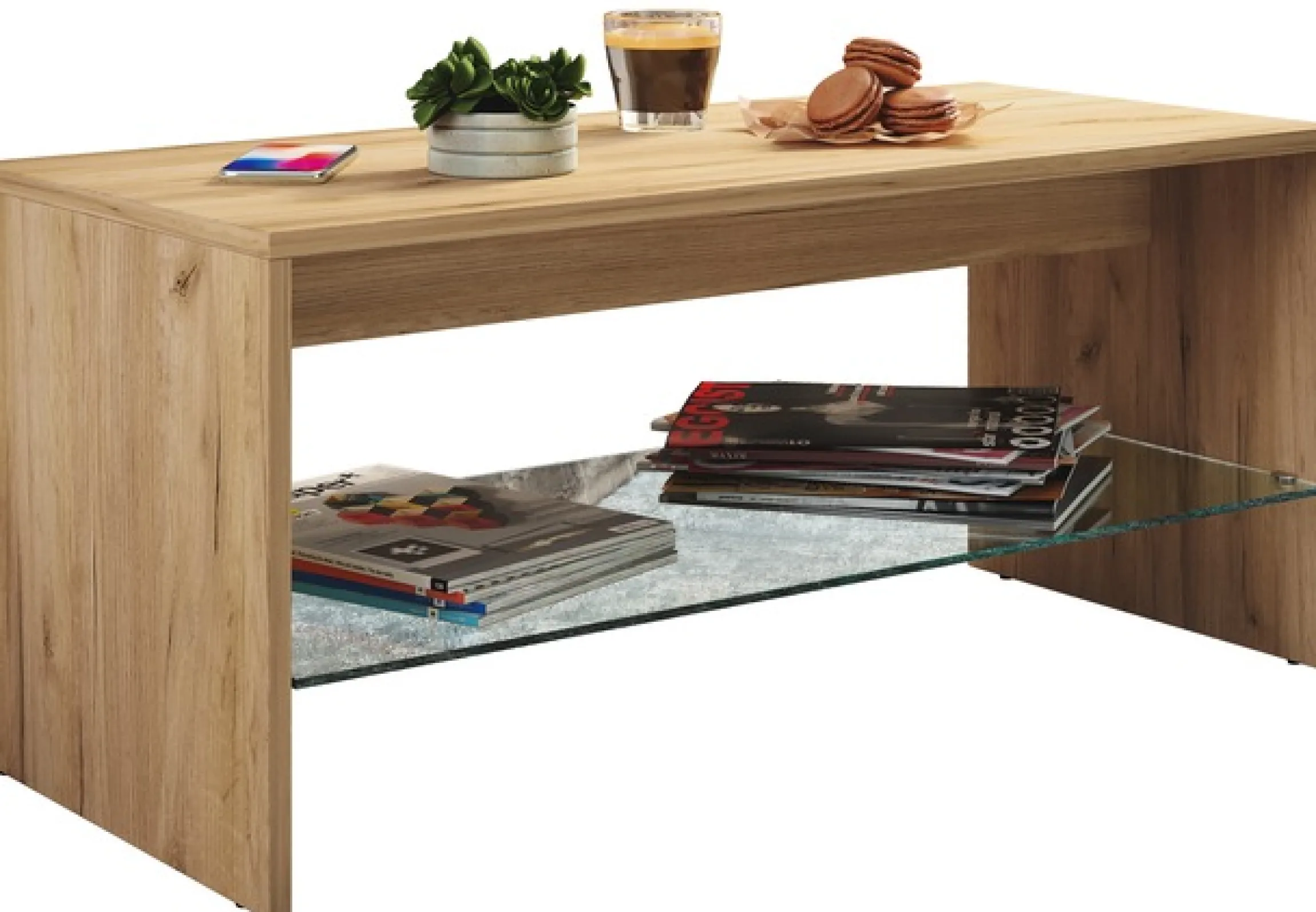VCM Couchtisch »Holz Sofatisch Couchtisch Glas Wisal« 1 Stk. tlg.