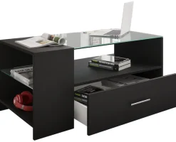 VCM Couchtisch »Holz Sofatisch Couchtisch Schublade Glas Tindala« 1 Stk. tlg.