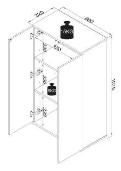 VCM Kommode »Holz Kommode Sideboard Anrichte Dalosa 3 Drehtüren« 1 Stk. tlg.